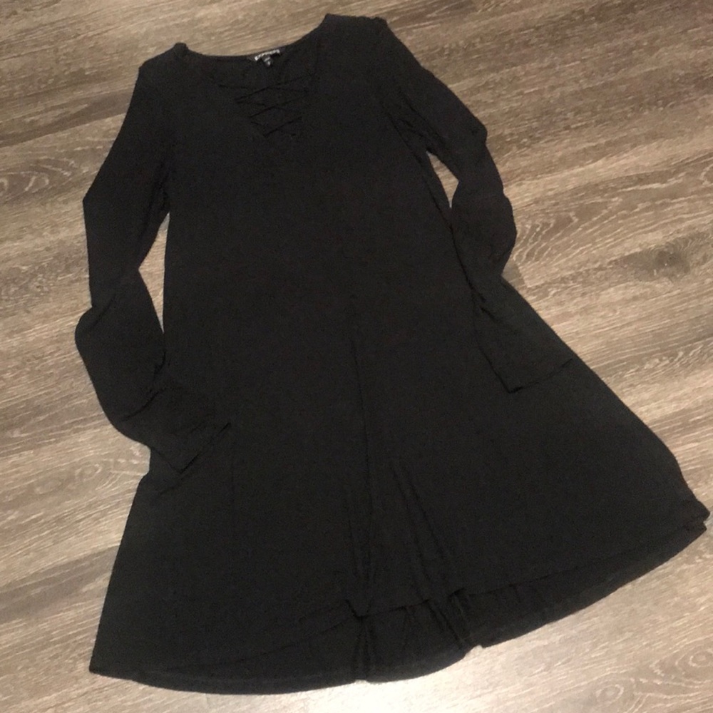 Express Knit Black Tunic / Dress with crisscross